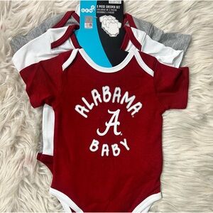 NWT Alabama Football 3 Piece ONESIE SET, 6 to 9M